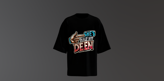 She's Half My Deen Short Sleeve T-shirt - Black
